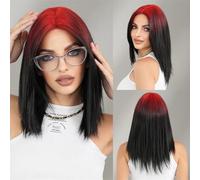 Parrucca da donna Parrucca alla moda Parrucca da donna diritta alla spalla, bionda, marrone ombre, parrucca a strati ad alta densità, for l'uso quotidiano nelle feste Parrucca(Fading Red)