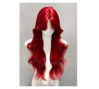 Parrucca da Donna Parrucca artificiale rossa lunga riccia grande onda simulazione temperamento parrucca testa piena adatta for uso quotidiano Parrucche in Pizzo