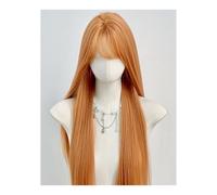 Parrucca da Donna Parrucca con frangia for capelli finti a testa intera, temperamento naturale, capelli lunghi e lisci, riga centrale Parrucche in Pizzo