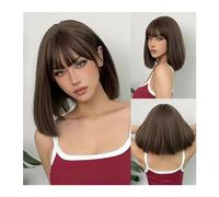Parrucca da donna Parrucca corta Bob corta Ombre rosa bionda resistente al calore con capelli naturali con frangia Parrucche sintetiche diritte Cosplay Lolita for donne nere Parrucche umane(WL1148-1)