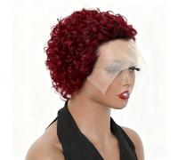 Parrucca da donna Parrucca corta e riccia da donna, naturalmente soffice Parrucche umane(Red)