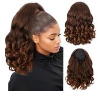 Parrucca da donna Parrucca di capelli ricci soffici media lunghezza for le donne Parrucche umane(Bruin)
