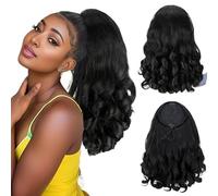 Parrucca da donna Parrucca di capelli ricci soffici media lunghezza for le donne Parrucche umane(Nero)