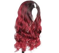 Parrucca da donna Parrucca e fascia for capelli ricci di media lunghezza for l'uso quotidiano Parrucche umane(Red)