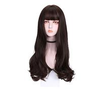 Parrucca Da Donna Parrucca femmina lunghe fibre chimiche ricci opache opache ad alta temperatura seta parrucca parrucche con frangia Parrucche Alla Moda Per Le Donne(D)