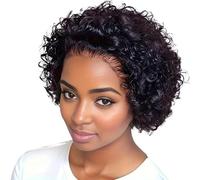 Parrucca da donna Parrucca for capelli corti ricci da donna nera, morbida e soffice, versatile for l'uso quotidiano Parrucche umane