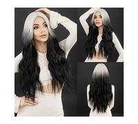 Parrucca da Donna Parrucca for capelli ondulati bianchi neri ombre for donne Cosplay festa quotidiana sintetica parrucca riccia parte centrale naturale Lolita resistente al calore Parrucche