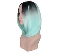 Parrucca Da Donna Parrucca Media Lunga Parrucca Bob Parrucca Da Nero A Grigio Ombre Parte Centrale Parrucche Sintetiche Per Capelli Per Feste Cosplay Parrucche Grigie Per Donne (A)