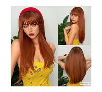 Parrucca da donna Parrucca naturale resistente al calore Parrucche sintetiche lunghe e setose con frangia Parrucche nere for capelli Lolita for feste cosplay for donne Parrucche umane(WL1040-1)