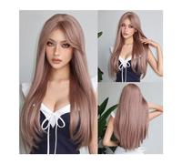Parrucca da donna Parrucca naturale resistente al calore Parrucche sintetiche lunghe e setose con frangia Parrucche nere for capelli Lolita for feste cosplay for donne Parrucche umane(WL1025-1)