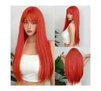 Parrucca da donna Parrucca naturale resistente al calore Parrucche sintetiche lunghe e setose con frangia Parrucche nere for capelli Lolita for feste cosplay for donne Parrucche umane(WL1085-4)