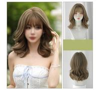Parrucca da Donna Parrucca ondulata da donna, parrucca affascinante con capelli corti ondulati e ricci, parrucca marrone, adatta for feste e appuntamenti quotidiani Pezzo di Capelli per Parrucche da D