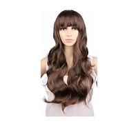 Parrucca Da Donna Parrucca Ondulata Lunga Natrual Cosplay Parrucche Sintetiche Nere Marrone Chiaro Parrucche Grigie Per Le Donne (Marrone Chiaro 28 Pollici)
