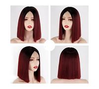 Parrucca Da Donna Parrucca Parrucche dei capelli brasiliani diritti for le donne Dei capelli umani Vino rosso Red resistento parrucche Parrucche Frontali In Pizzo Con Onde Profonde In C(03)