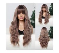 Parrucca da donna Parrucca riccia for le donne nere Parrucca quotidiana da 26 pollici Parrucche sintetiche Capelli lunghi con onda d'acqua Marrone Platino Biondo Parrucche Ombre Parte centrale Afro Pa