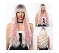 Parrucca da donna Parrucca riccia for le donne nere Parrucca quotidiana da 26 pollici Parrucche sintetiche Capelli lunghi con onda d'acqua Marrone Platino Biondo Parrucche Ombre Parte centrale Afro Pa