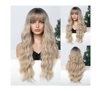 Parrucca da donna Parrucca riccia for le donne nere Parrucca quotidiana da 26 pollici Parrucche sintetiche Capelli lunghi con onda d'acqua Marrone Platino Biondo Parrucche Ombre Parte centrale Afro Pa
