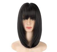 Parrucca Da Donna Parrucche da donna Capelli corti lisci Parrucche sintetiche ad alta temperatura simulate Set di parrucche con frangia d'aria for capelli naturali medi e lunghi con clavicola Parrucch