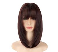 Parrucca Da Donna Parrucche da donna Capelli corti lisci Parrucche sintetiche ad alta temperatura simulate Set di parrucche con frangia d'aria for capelli naturali medi e lunghi con clavicola Parrucch