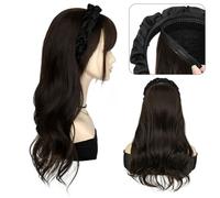 Parrucca Da Donna Parrucche da donna, capelli ricci lunghi ondulati, fascia staccabile traspirante, parrucca di simulazione, parrucca sintetica ad alta temperatura Parrucche Alla Moda Per Le Donne(B)
