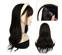 Parrucca Da Donna Parrucche da donna, capelli ricci lunghi ondulati, fascia staccabile traspirante, parrucca di simulazione, parrucca sintetica ad alta temperatura Parrucche Alla Moda Per Le Donne(D)