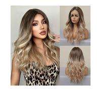 Parrucca da Donna Parrucche lunghe ondulate sintetiche in pizzo frontale Parrucche di media lunghezza in pizzo marrone biondo Ombre for donne Afro Cosplay Capelli resistenti al calore giornalieri Parr