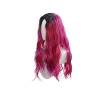 Parrucca da donna Parrucche sintetiche lunghe, ondulate e ricce con riga centrale, sfumate di nero e viola Parrucche umane