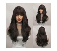 Parrucca da donna Parrucche sintetiche naturali resistenti al calore, nere, a onda lunga, con frangia for le donne, parrucche sintetiche di alta qualità for feste cosplay Parrucche umane(CLC226-2)