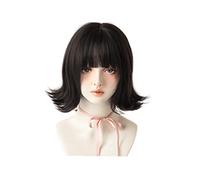 Parrucca da donna per tutti i giorni, parrucca corta e riccia multicolore, parrucca con fascia a strati, parrucca sintetica dolce e carina per l'uso quotidiano, regolabil,set-dark brown