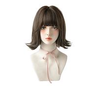 Parrucca da donna per tutti i giorni, parrucca corta e riccia multicolore, parrucca con fascia a strati, parrucca sintetica dolce e carina per l'uso quotidiano, regolabil,set-cool brown