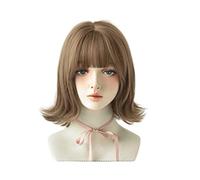 Parrucca da donna per tutti i giorni, parrucca corta e riccia multicolore, parrucca con fascia a strati, parrucca sintetica dolce e carina per l'uso quotidiano, regolabil,set-yellow brown