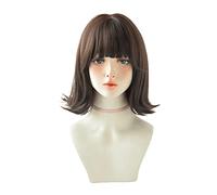 Parrucca da donna per tutti i giorni, parrucca corta e riccia multicolore, parrucca con fascia a strati, parrucca sintetica dolce e carina per l'uso quotidiano, regolabil,set-coffee brown