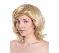 Parrucca da donna retrò glamour - bionda long bob con albero di asciugacapelli - acconciatura voluminosa anni '70 e '80 per carnevale, feste e discoteca