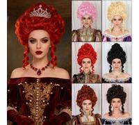 Parrucca da donna stile retrò coloniale vittoriano - Parrucca sintetica riccioluta corta, acconciatura barocca voluminosa a beehive, parrucca da regina del XVIII secolo, elegante ma giocosa, dall'aspe