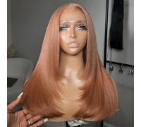 Parrucca da donna taglio a strati parrucca sintetica liscia setosa frontale in pizzo parrucca 13X4 parrucche frontali in pizzo 18 pollici curcuma frontale