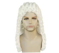 Parrucca da giudice coloniale - Parrucca da avvocato gentiluomo con polvere bianca riccia, divertente cosplay di Halloween per bambini adulti