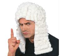 Parrucca da giudice, parrucca coloniale bianca riccia, realistico, gentiluomo, avvocato, divertente cosplay di Halloween per spettacoli per bambini e adulti, feste in costume, cosplay e feste di H