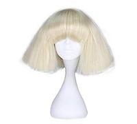 Parrucca da Lady Gaga Parrucca Cosplay per capelli neri neri bianchi sintetici Parrucche per Halloween Festa in costume + Cappellino per parrucca Bionda