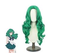 Parrucca da marinaio Kaiou Michiru Parrucche da marinaio Nettuno Lungo verde riccio resistente al calore Capelli sintetici Parrucca + Parrucca KUWS2414