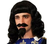 Parrucca Da Moschettiere, Baffi, Accessorio Costume Per Uomo Adulti