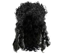 Parrucca da pirata, lunga e riccia, costume da pirata da uomo, costume da capitano nero per Halloween, festa in maschera, parrucca da capitano da uomo..