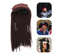 Parrucca da pirata per carnevale: unisex, colore marrone, per uomini e donne -