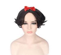 Parrucca da principessa parrucca riccia corta bianca nera riccia costume cosplay resistente al calore capelli sintetici parrucche da donna (senza fermaglio per capelli)