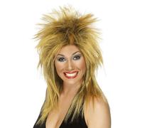 Parrucca Da Rock Diva Femminile Anni '80 Lunga Mullet Festa Ginger