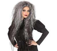 Parrucca da strega for capelli sintetici da 26 pollici for parrucche for feste cosplay di Halloween(Grey)