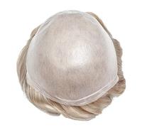 Parrucca da uomo, 0,03 mm, sistema di capelli veri ultra sottile, con base senza nodi, protesi non riconoscibile per uomini (7 x 9)