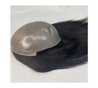 Parrucca da Uomo 14-16 pollici Straight Topper durevole Full Pu Skin parrucche sistema di sostituzione dei capelli umani vergini 7x9 "parrucche dritte 120% densità parrucchino da uomo Parrucchino Parr