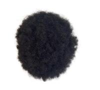 Parrucca da uomo, 15 cm, con base in PU, sottile, da 0,04-0,06 mm, con capelli umani, sistema Remy, afro riccio, colore naturale. Hair Pieces Replacement(7"x9")