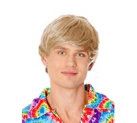 Parrucca Da Uomo 60S Bionda Per Adulti Parrucca Corto Bionda Disco 70S Hippie