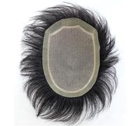 Parrucca da uomo 8 pollici con capelli umani in PU Around, clip in capelli per uomini Baldness(20 x 22)